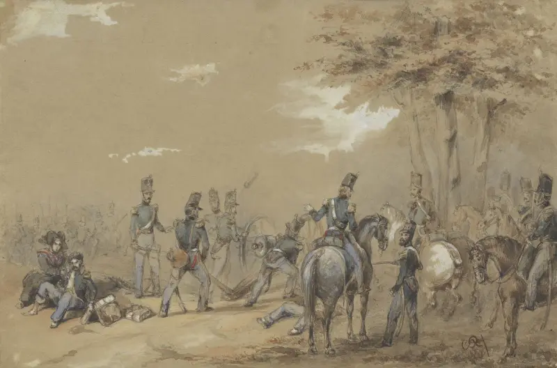 Infanterie in gevecht av Charles Rochussen
