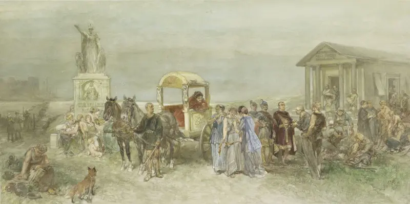 Marktplaats met Romeinen en Batavieren av Charles Rochussen