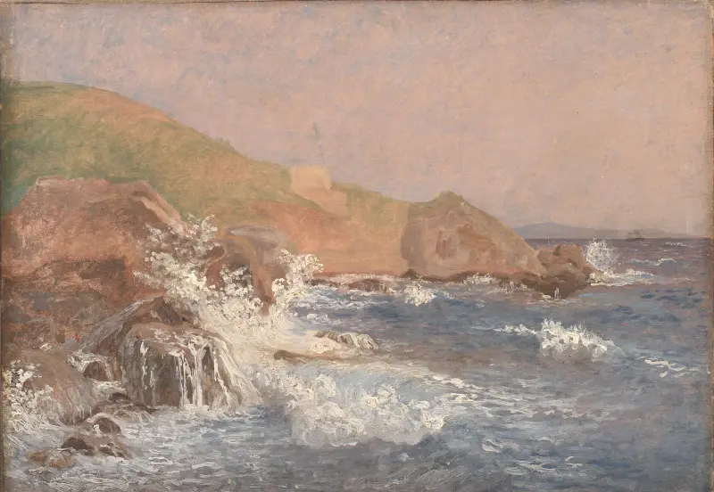 Bewegte See an felsiger Küste, Capri von Christen Købke