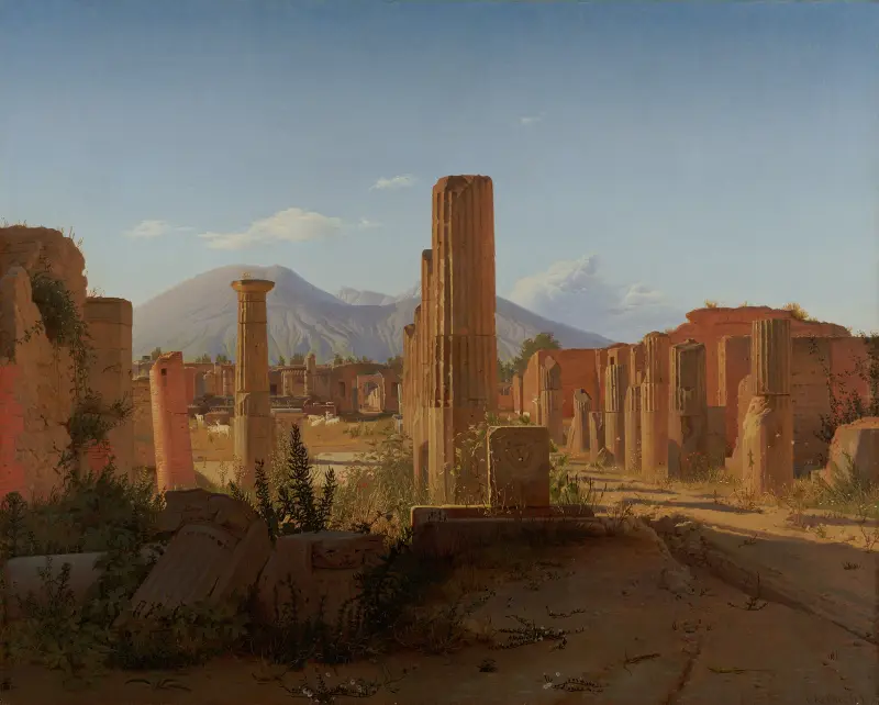 Forum i Pompeji, med Vesuvius i fjärran av Christen Købke