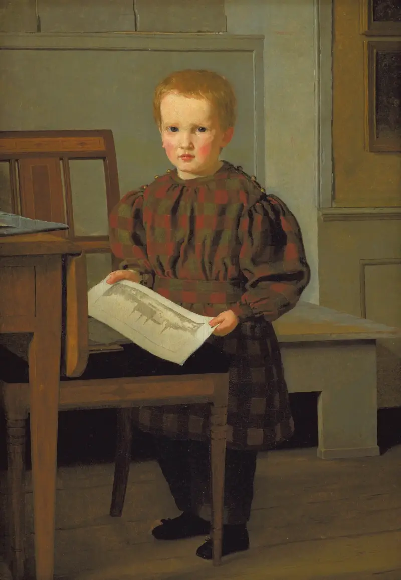 Der Maler C.W. Eckersbergs Sohn Julius im Atelier des Vaters von Christen Købke