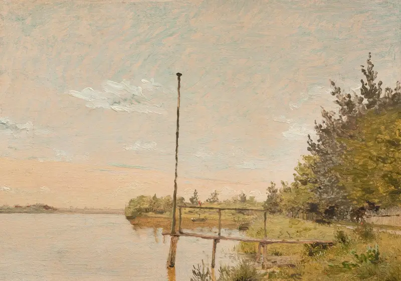 Blick von Dosseringen am Sortedamssøen gegen Nørrebro. Studie von Christen Købke