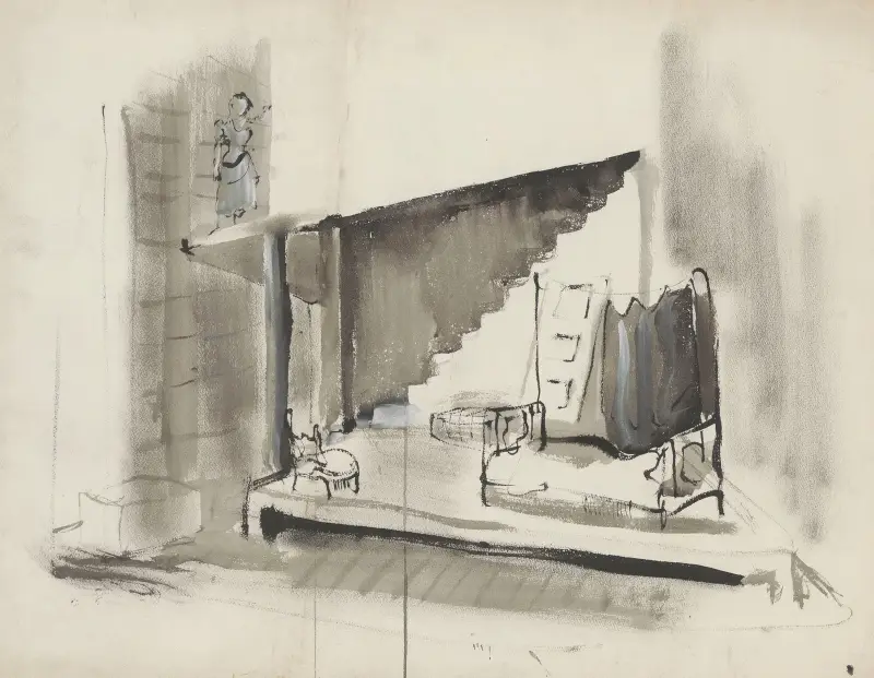 Natten – scenografimodell – kammare av Christian Bérard