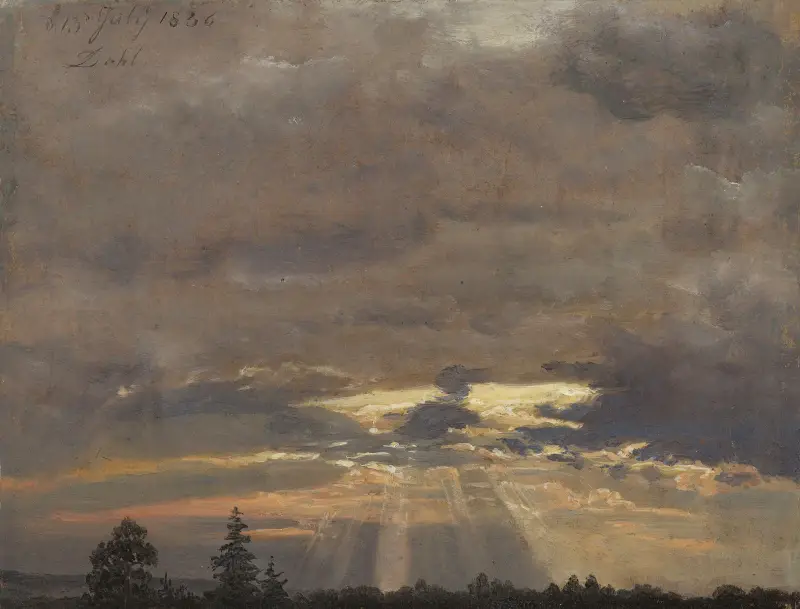 Cloud Study with Sunbeams av Johan Christian Dahl