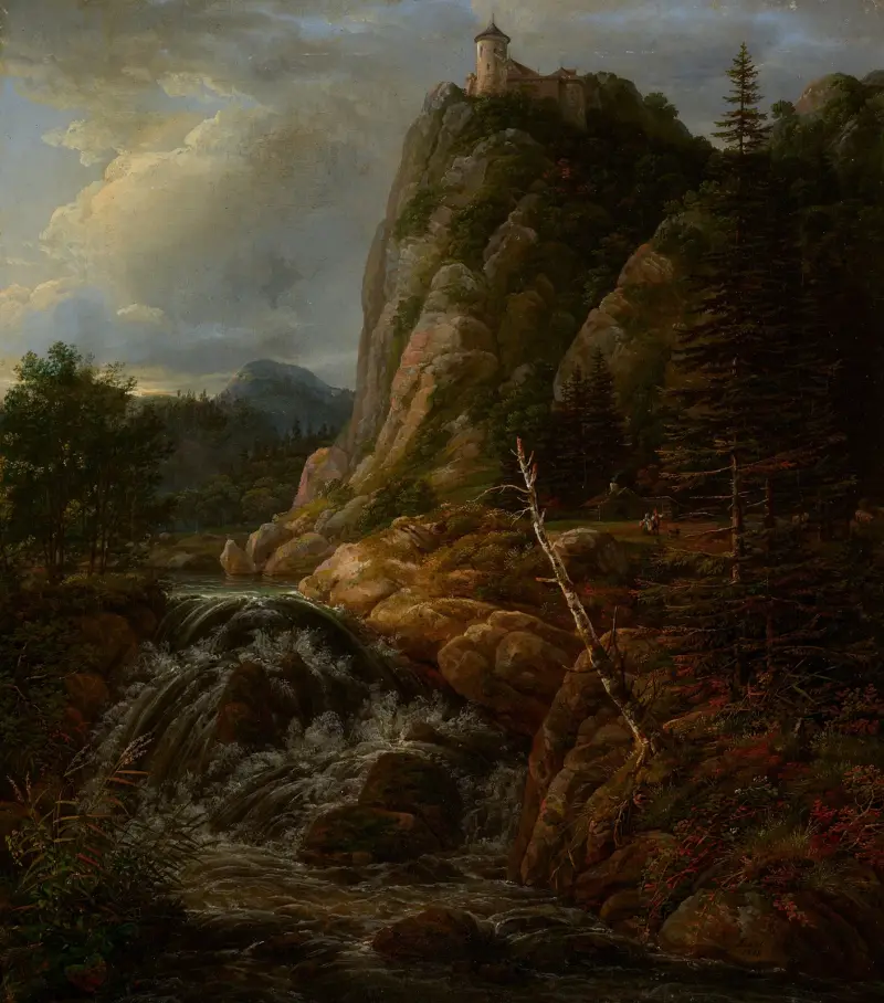 Nordiskt landskap med slott av Johan Christian Dahl