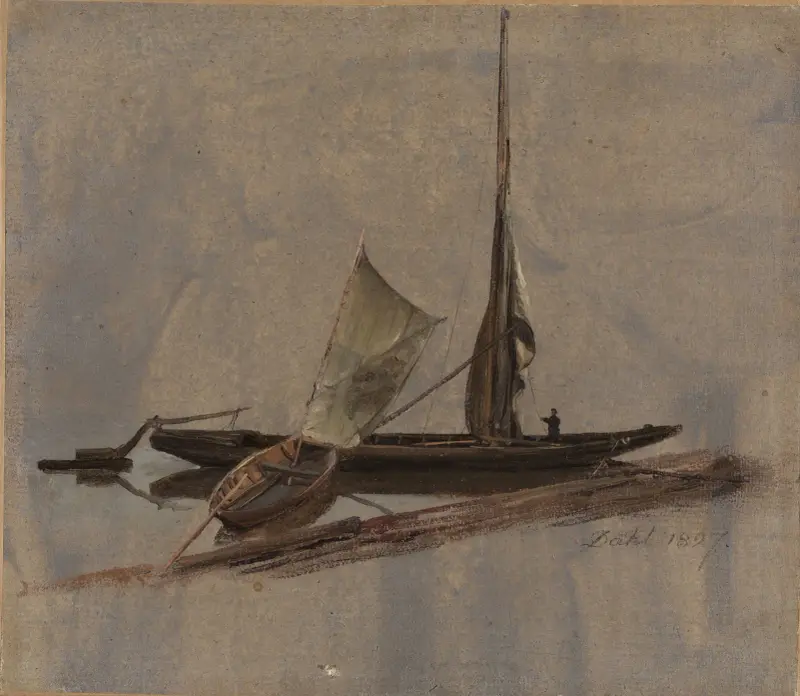 Zwei Segelboote auf der Elbe von Johan Christian Dahl