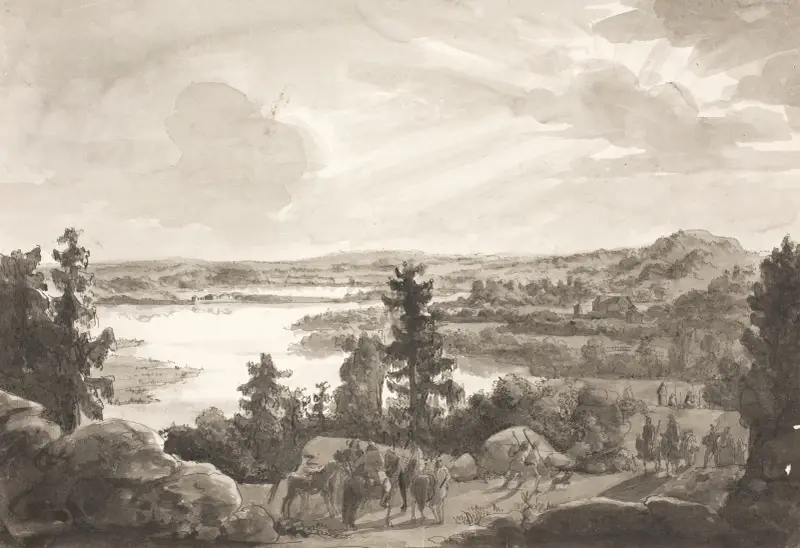 Utsikt över en sjö, Norge av Johan Christian Dahl