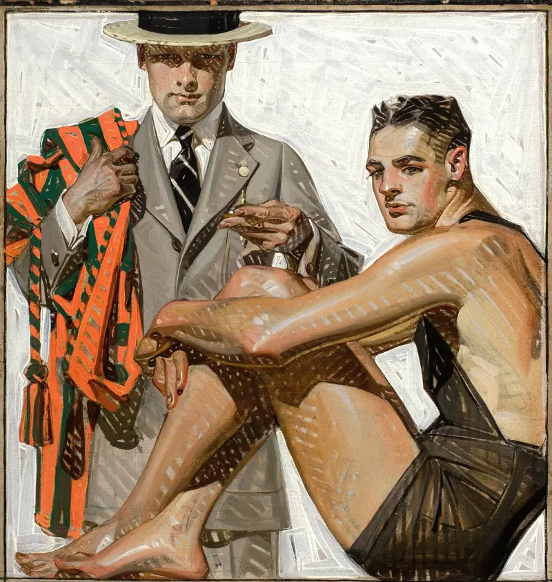 Rekordtid, sval sommarkomfort, annons för House of Kuppenheimer av Joseph Christian Leyendecker