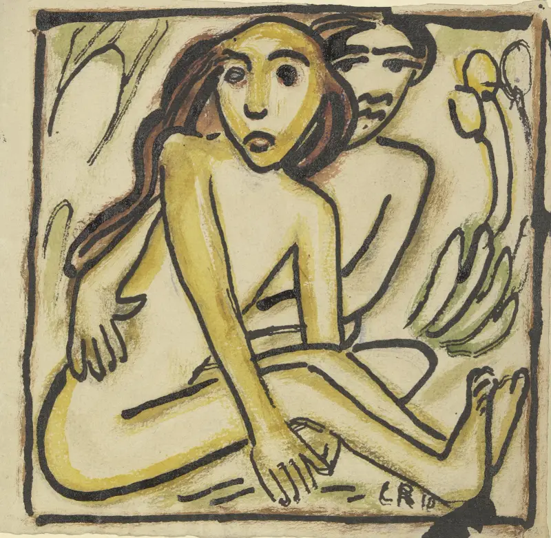 Sitting Couple (Nudes) av Christian Rohlfs
