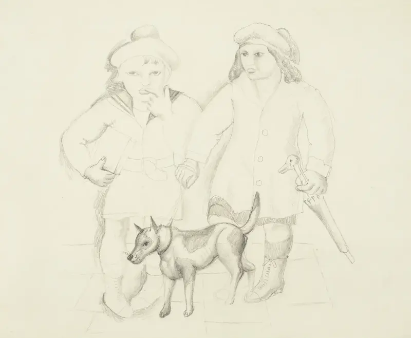 Children with a dog av Christopher Wood