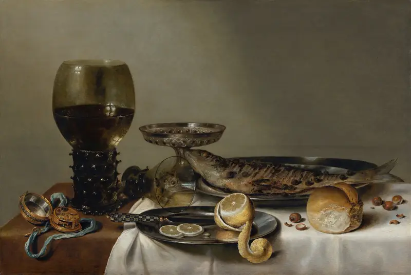 Stilleben med remmare och fickur av Willem Claesz Heda