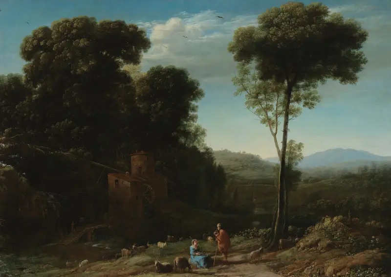 Pastoral Landscape with a Mill av Claude Lorrain
