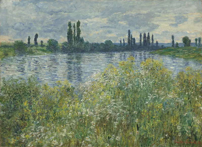 Seines strand vid Vétheuil av Claude Monet