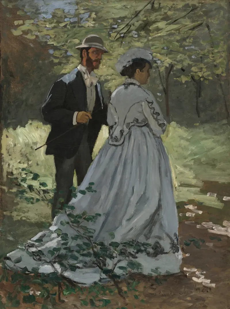 Bazille a Camille (Studie k Snídani v trávě), Claude Monet