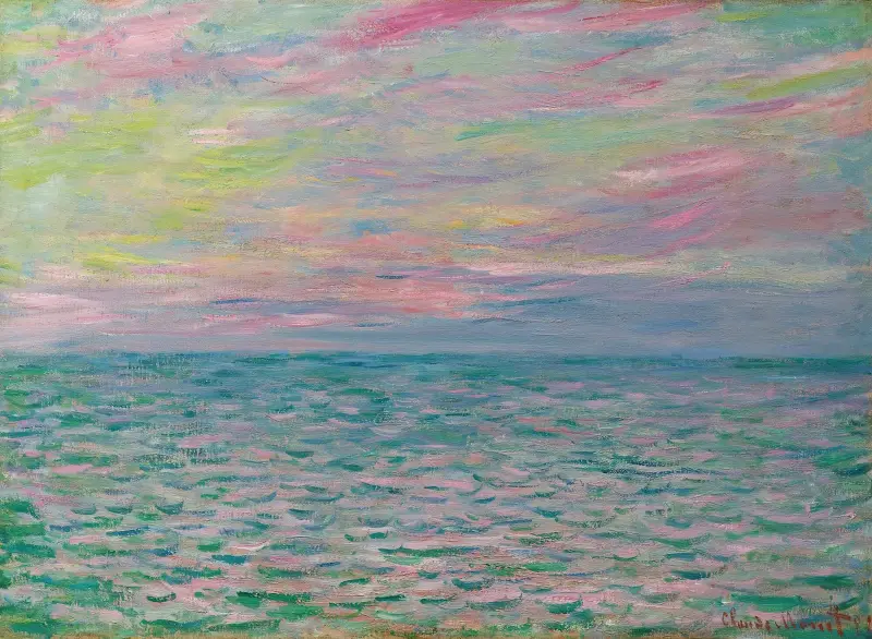 Solnedgång vid Pourville, öppet hav av Claude Monet