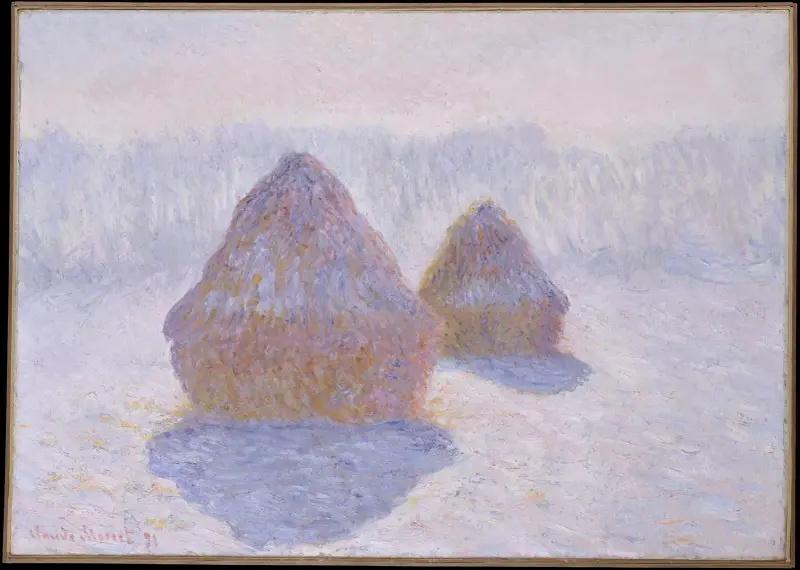 Haystacks (Effect of Snow and Sun), 1891 av Claude Monet
