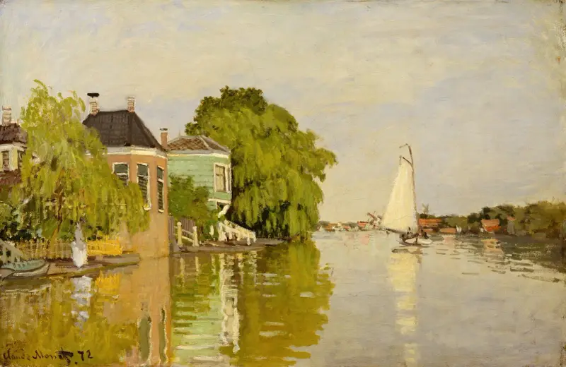 Hus vid floden Zaan av Claude Monet