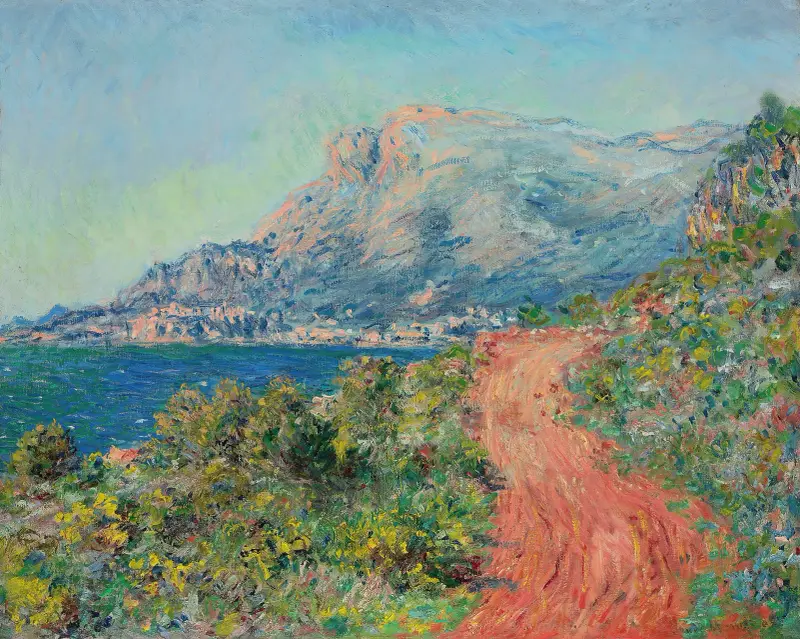 Den röda vägen nära Menton av Claude Monet