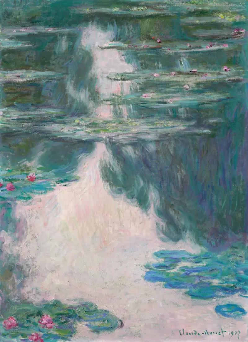 Nenufary, szara pogoda, Claude Monet