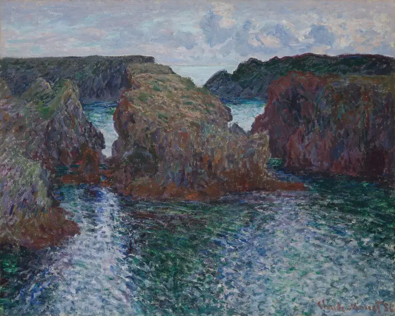Klippor vid Port-Goulphar, Belle-Île av Claude Monet