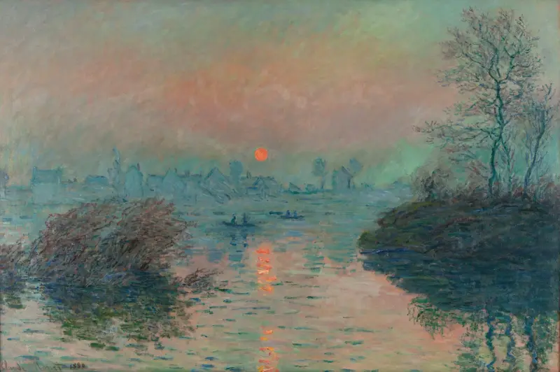 Solnedgång över Seine vid Lavacourt, vintereffekt av Claude Monet