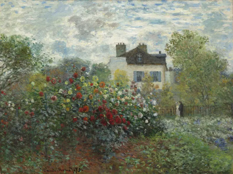 Konstnärens trädgård i Argenteuil (ett hörn av trädgården med dahlior) av Claude Monet