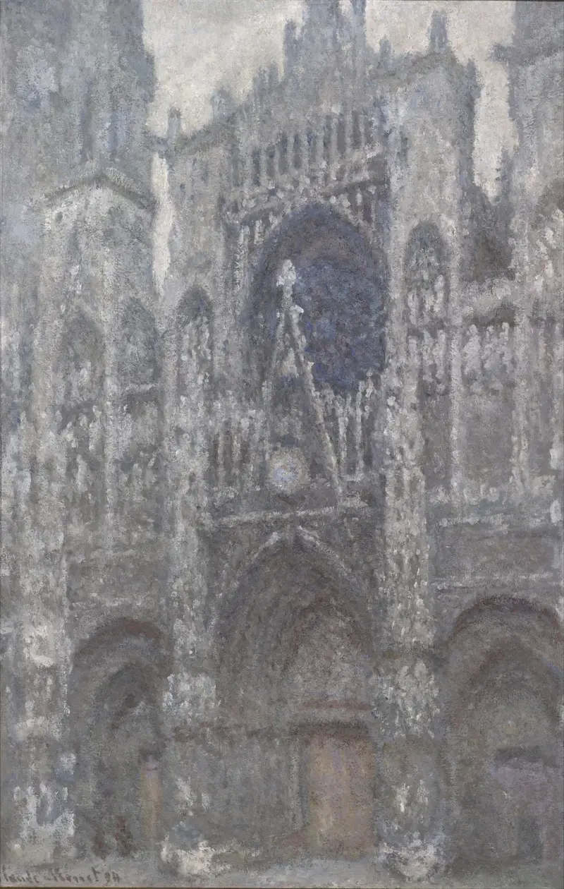 The Cathedral in Rouen. The portal, Grey Weather av Claude Monet