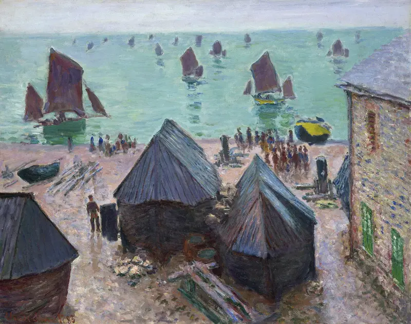 Båtarnas avgång, Étretat av Claude Monet