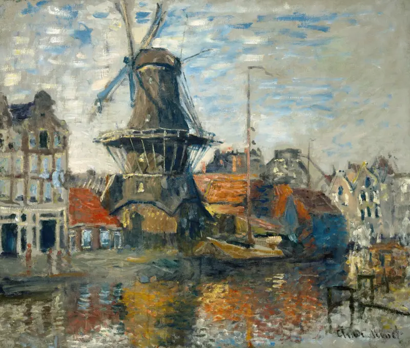 Väderkvarnen vid Onbekende Gracht, Amsterdam av Claude Monet
