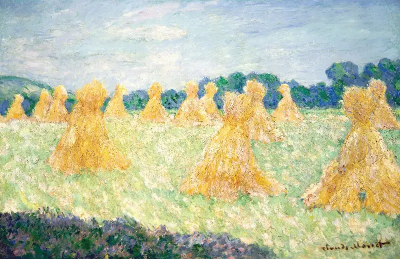 De unga damerna i Giverny, soleffekt av Claude Monet