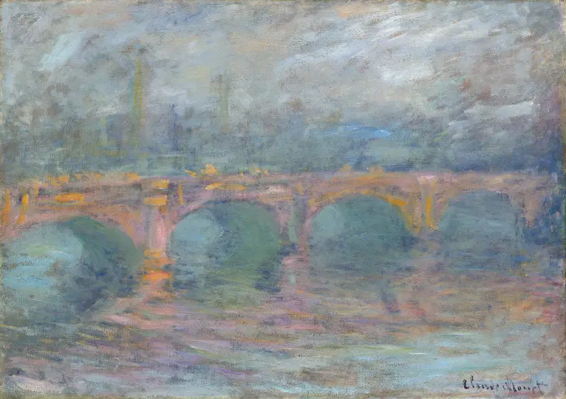 Waterloo Bridge, London bei Sonnenuntergang von Claude Monet
