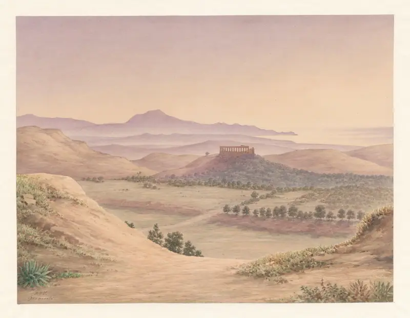 Italien, Agrigento – Juno Lacinias tempel, 1849 av Harald Conrad Stilling