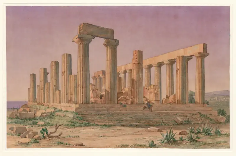 Italien, Agrigent – Tempel der Juno Lacinia, 1852 von Harald Conrad Stilling