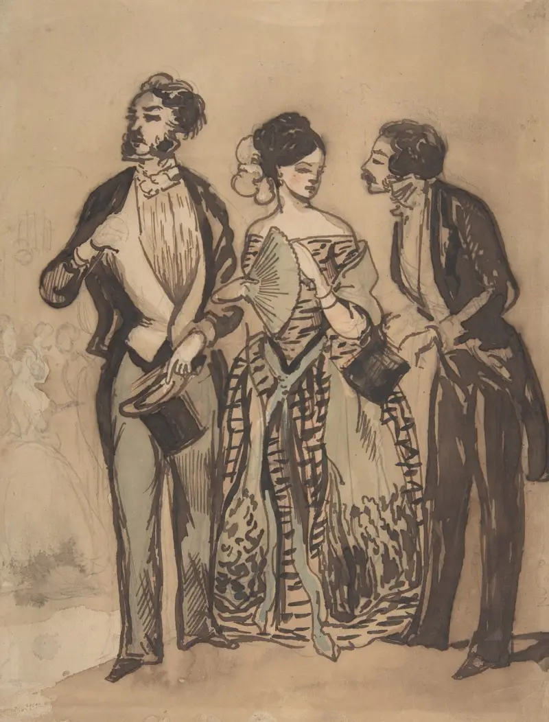 Zwei Herren und eine Dame von Constantin Guys