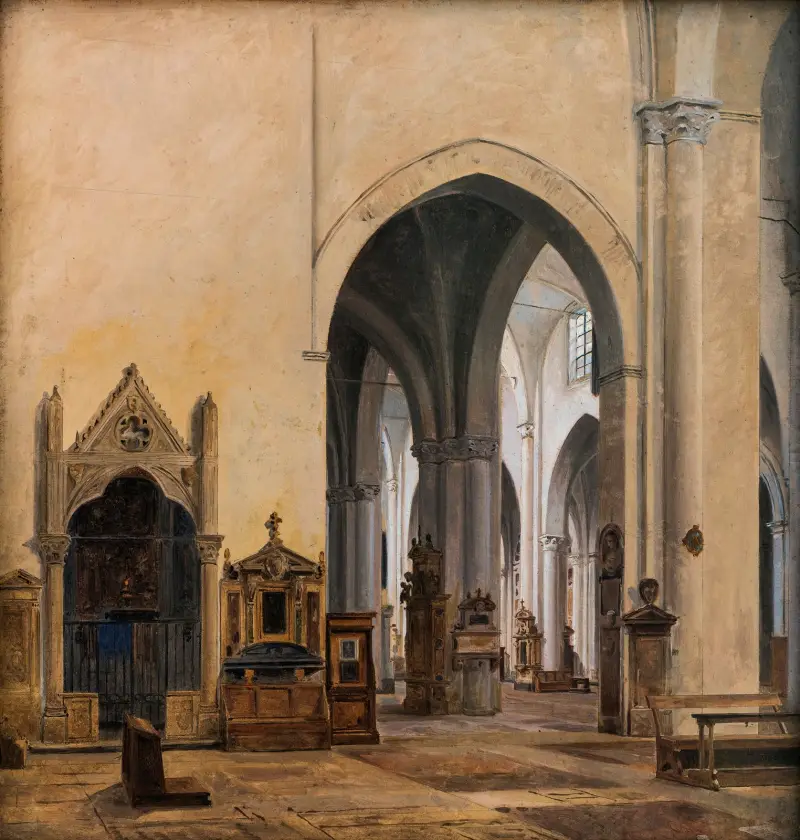 Interiören i Santa Maria sopra Minerva i Rom av Constantin Hansen