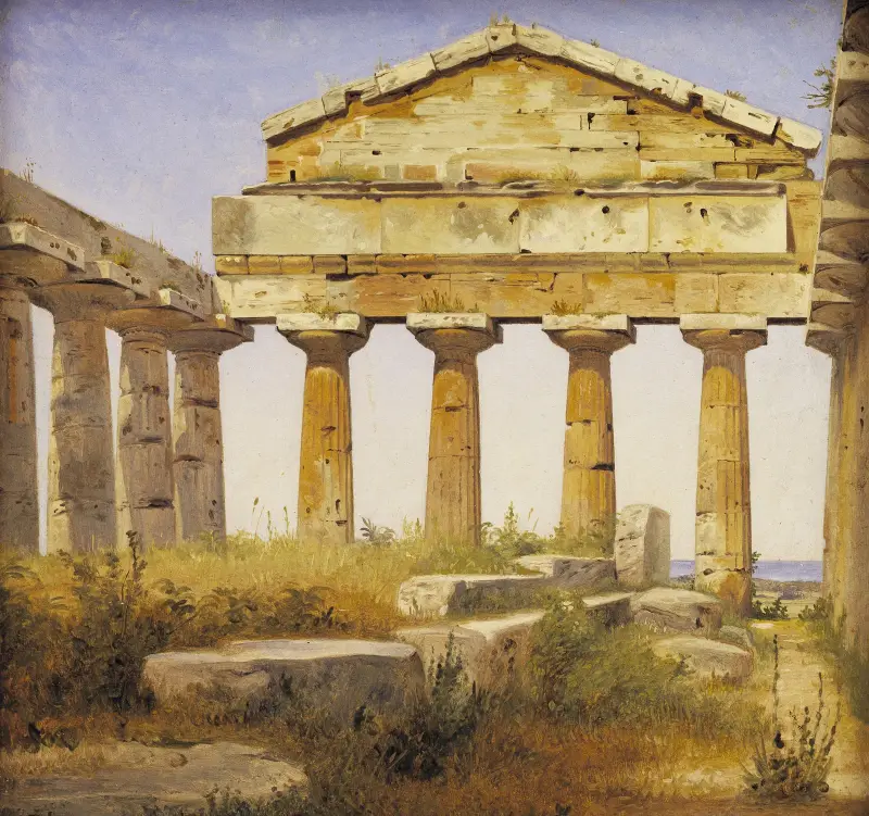 Athenatemplet i Paestum av Constantin Hansen