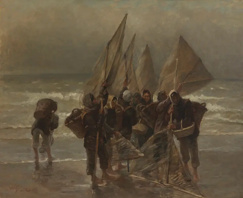 Räktfiskerskor i Mariakerke av Constantin Meunier