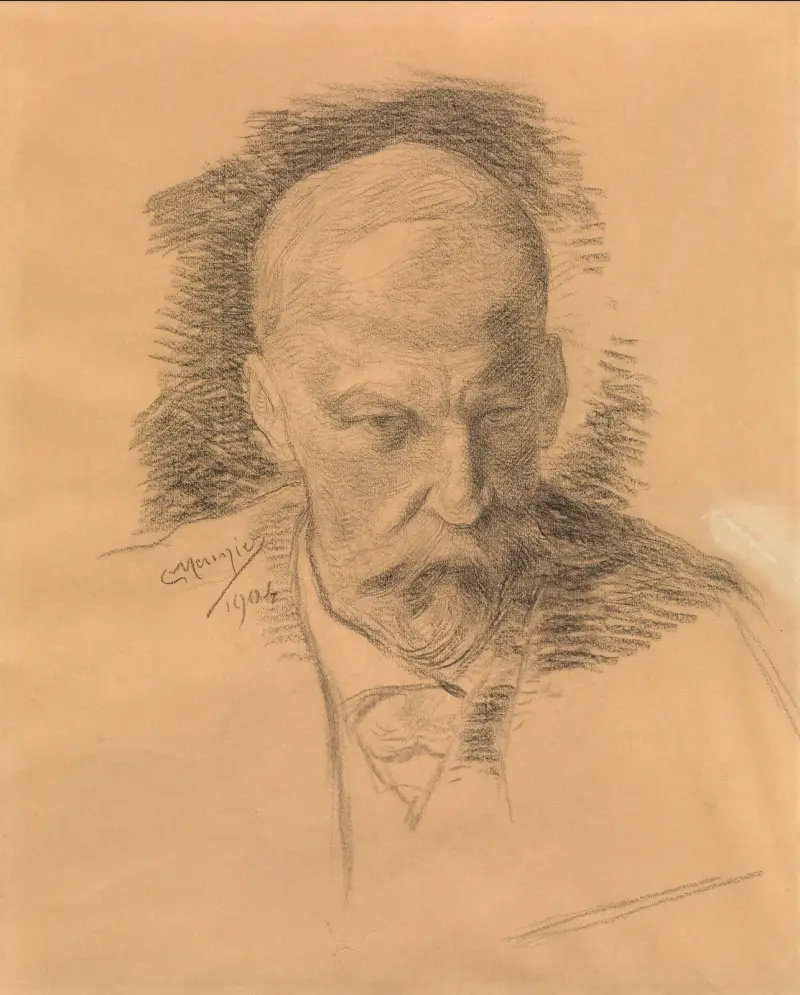 Porträtt av konstnären Emile Claus av Constantin Meunier