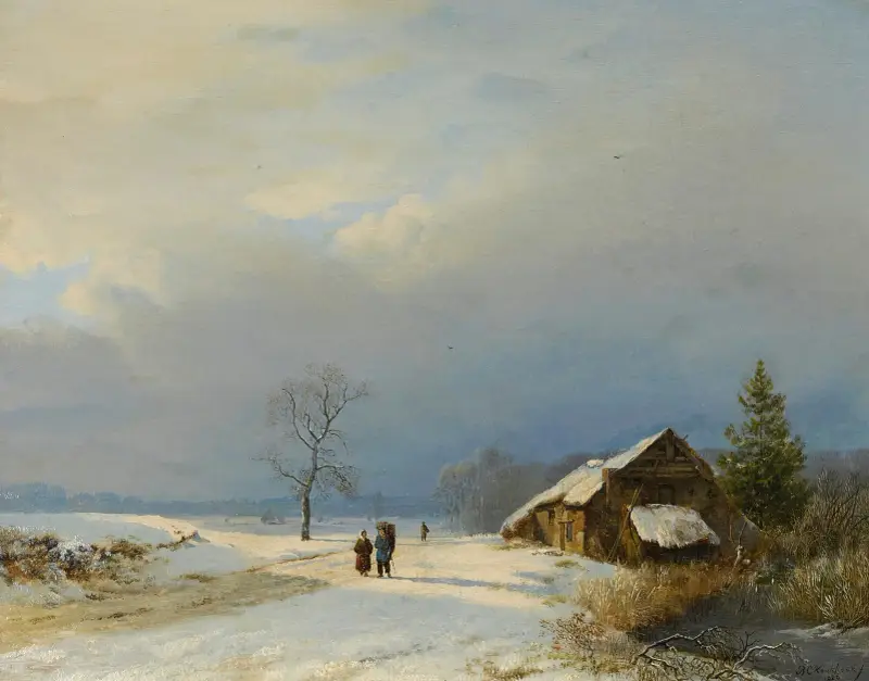 Holländsk vinter i Gooi av Barend Cornelis Koekkoek