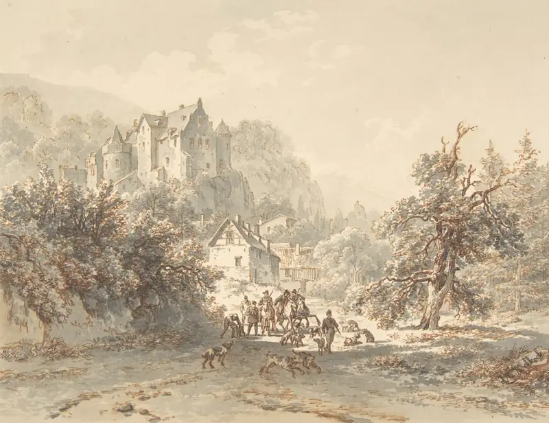 Landscape with a Hunting Party av Barend Cornelis Koekkoek