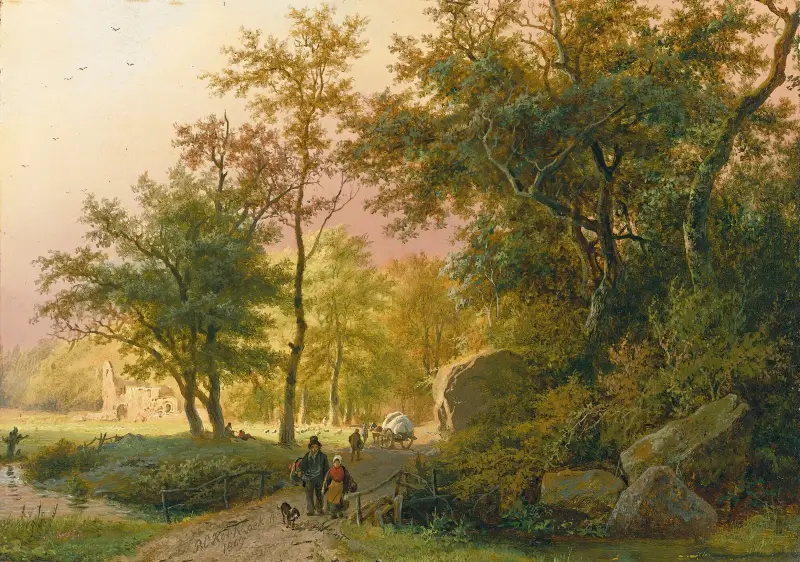 Podróżni na drodze, Barend Cornelis Koekkoek