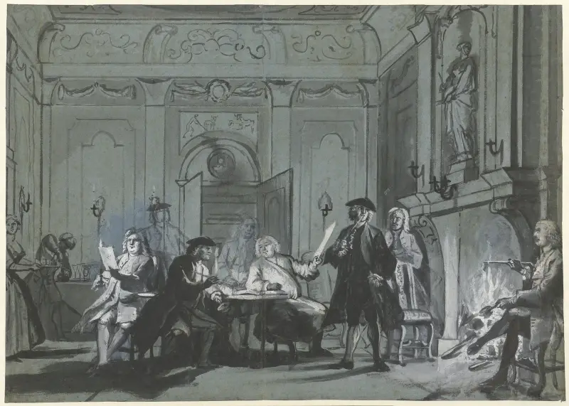 Sammankomst med konstbetraktelse av Cornelis Troost