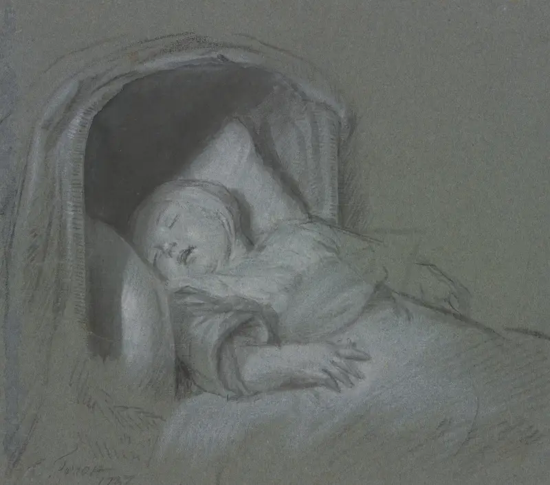 Spící dítě v kolébce, Cornelis Troost