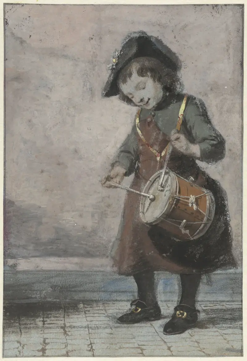 Trommelende jongen av Cornelis Troost