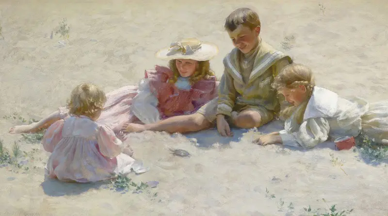 Barn vid havsstranden av Charles Courtney Curran