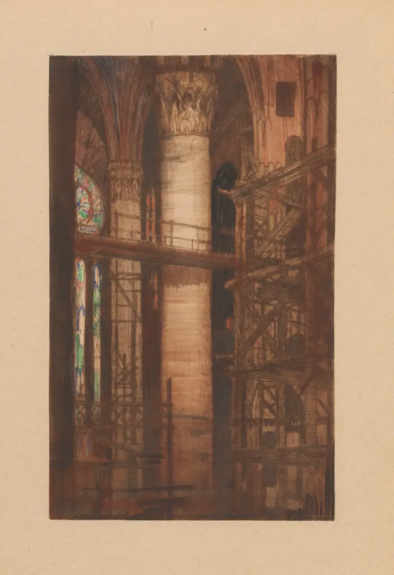 Church interior, 1911 av Feliks Jabłczyński