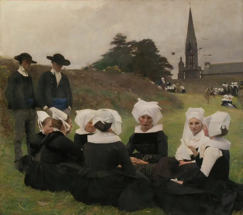 Bretonska kvinnor vid en avlatsfest av Pascal-Adolphe-Jean Dagnan-Bouveret