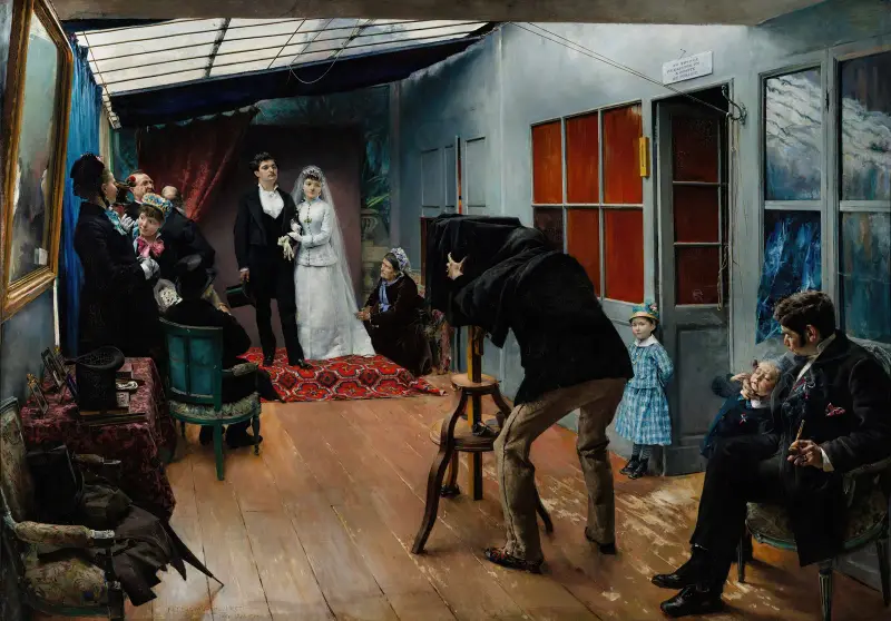 Bröllop i fotografens studio av Pascal-Adolphe-Jean Dagnan-Bouveret