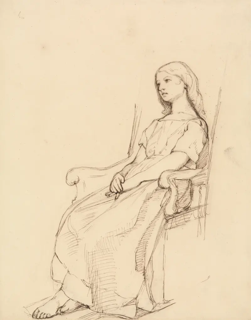 Study of a Young Girl, Seated av Daniel Maclise