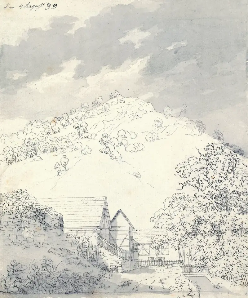 Bondgårdar vid en sluttning av Caspar David Friedrich